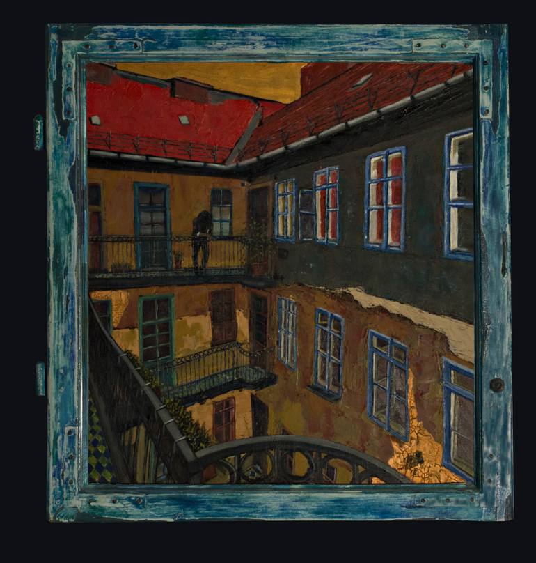 Original Architecture Painting by Károly Fizl