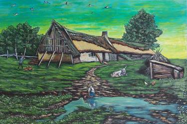 Print of Rural life Paintings by Károly Fizl