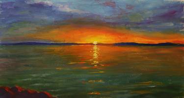 Sunset at lake Balaton thumb