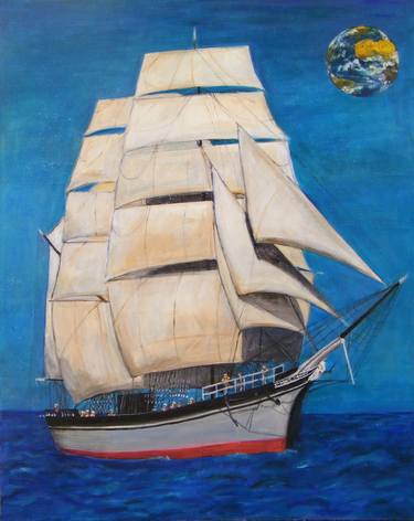 Original Boat Painting by MARIJA SRECKOVIC KARANFILOVIC