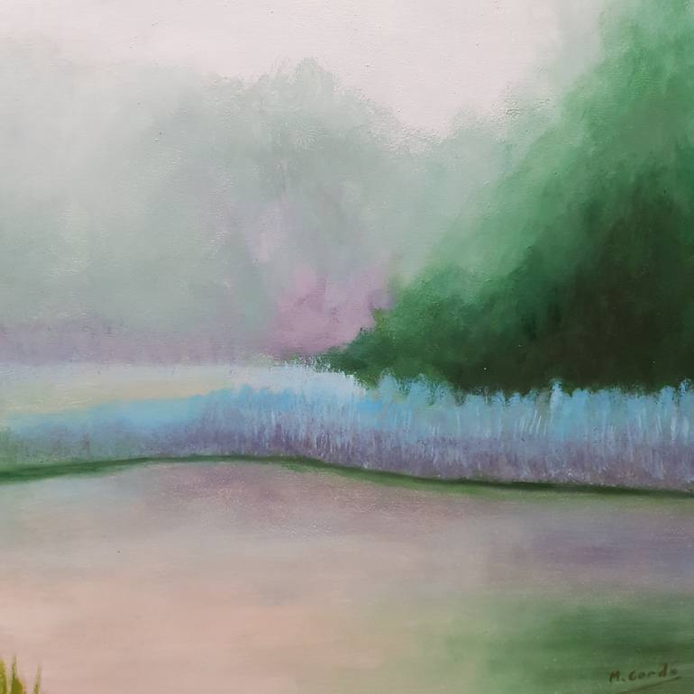 Original Art Deco Landscape Painting by Mercedes Gordo