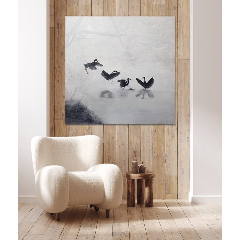 Original Art Deco Landscape Painting by Mercedes Gordo