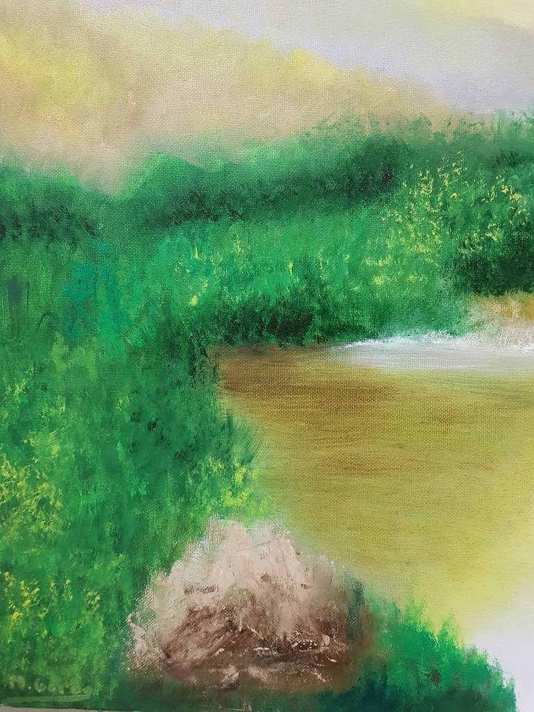 Original Art Deco Landscape Painting by Mercedes Gordo