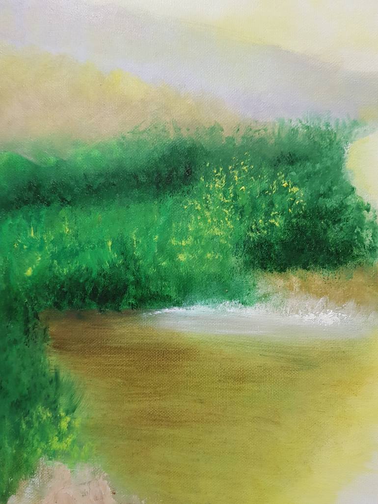 Original Art Deco Landscape Painting by Mercedes Gordo