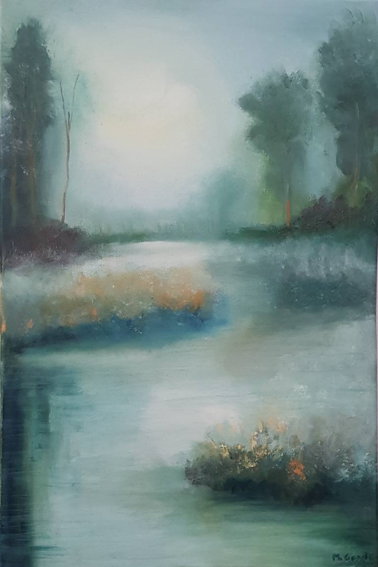Original Landscape Painting by Mercedes Gordo | Figurative Art on Canvas | the place where water waits