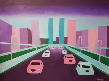 Original Abstract Cities Paintings by Mercedes Gordo