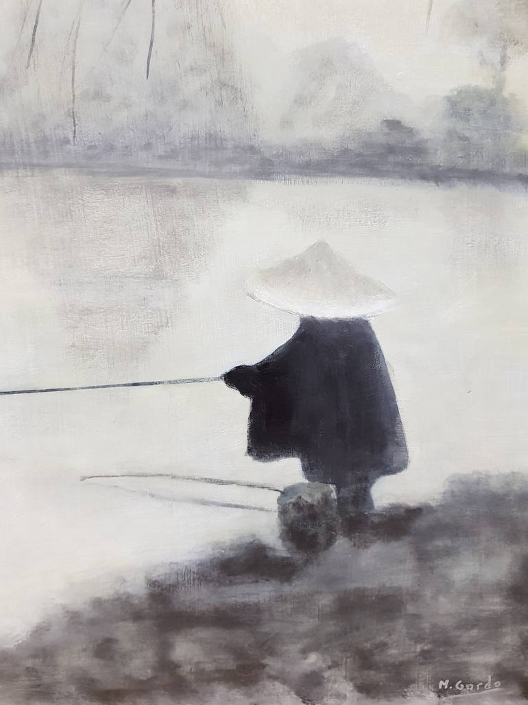 Original Art Deco Landscape Painting by Mercedes Gordo