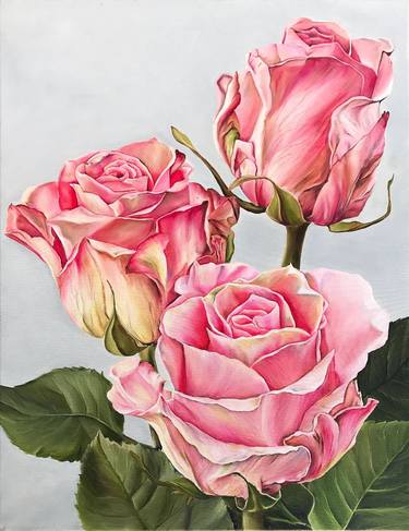 Large original oil paintings on canvas, Rose, Flovers thumb