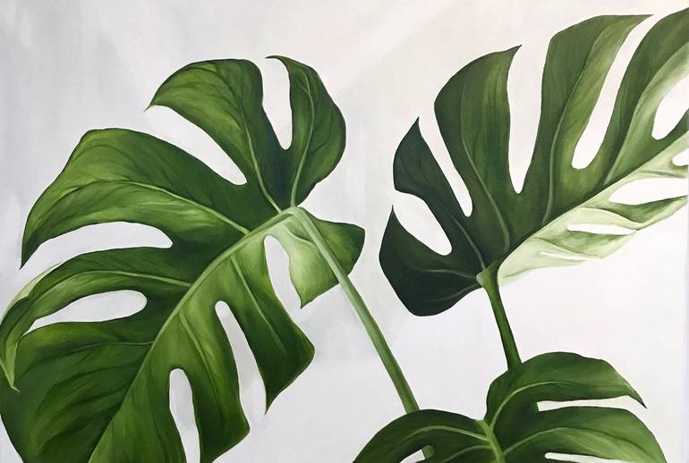 Habubu Tilstedeværelse fritid Monstera - tropical plants, vines with large leaves, green leaves, painting  in a bright interior Painting by Tanya Churey Art | Saatchi Art