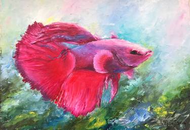 Rooster fish - ocean fish, aquarium, oil painting with fish as a gift, beautiful painting thumb