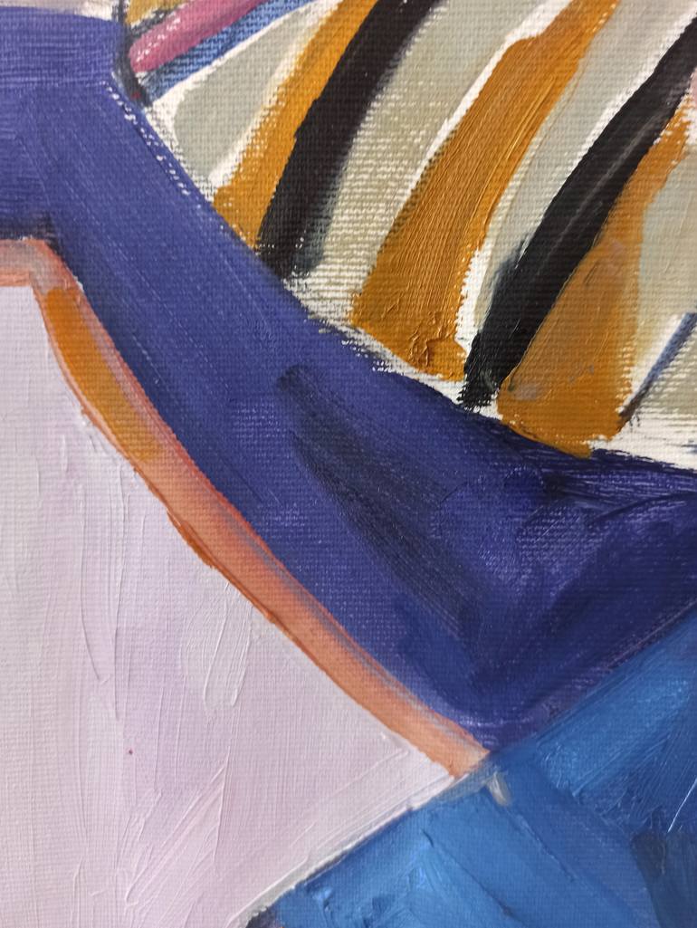 Original Modernism People Painting by Julie Arvaniti