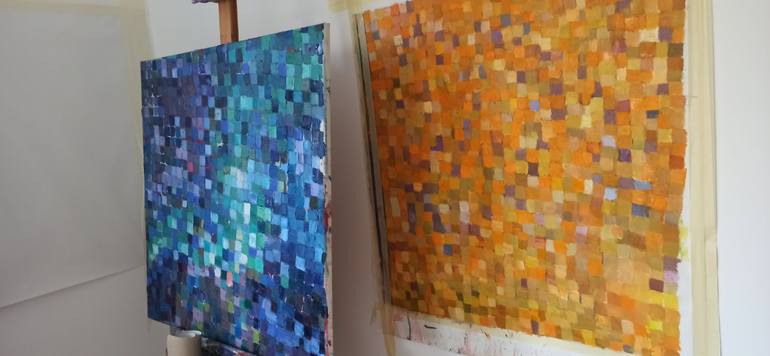 Original Cubism Abstract Painting by Julie Arvaniti