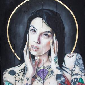 Collection Angelic Instagram models on recycled floorboards