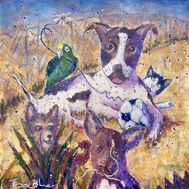 Original Contemporary Animal Painting by Tony Blue