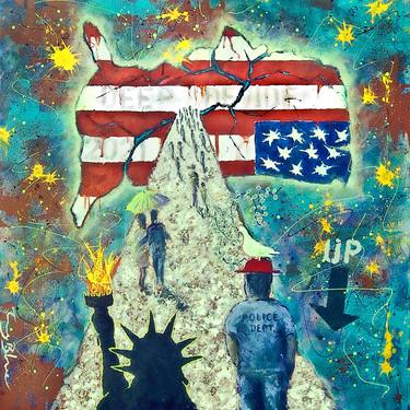 Original Abstract Expressionism Political Paintings by Tony Blue