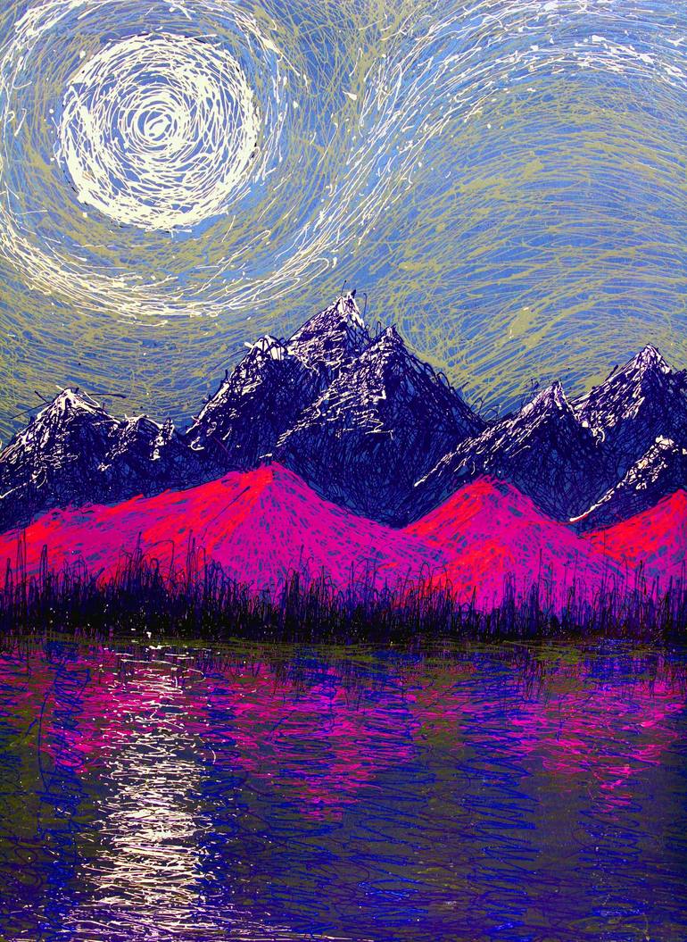 painting purple mountains