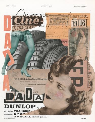 Original Dada Popular culture Collage by Marlene Weisman