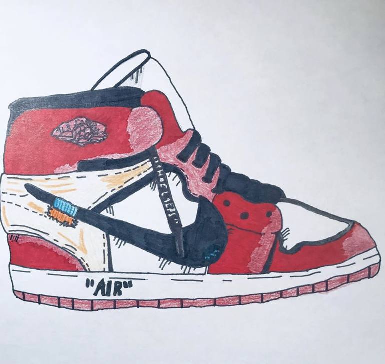 Nike Air Force One Shoe Drawing Drawing by Eddie Worsham | Saatchi Art