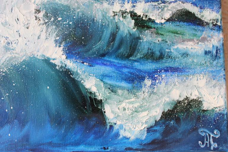 Original Abstract Seascape Painting by Anastasia Posylaeva