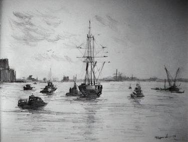 Print of Seascape Drawings by Puspendu RoyKarmakar