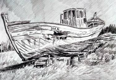 Print of Boat Drawings by Puspendu RoyKarmakar