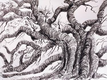 Print of Illustration Tree Drawings by Puspendu RoyKarmakar