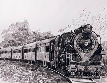 Print of Realism Train Drawings by Puspendu RoyKarmakar