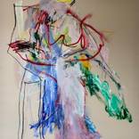 Self portrait nude on hospital chair by Ben Wakeling