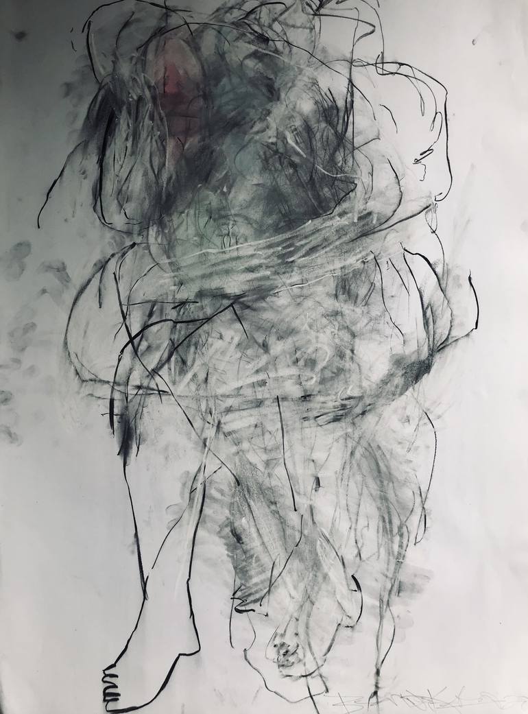 Original Abstract Nude Drawing by Ben Wakeling