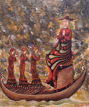 Original Figurative Boat Paintings by Serhii Kulyk