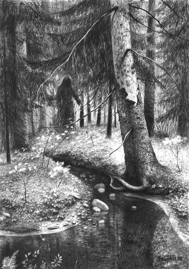 Once upon a time in a forest. Drawing by Vladimir Tsukhlo | Saatchi Art