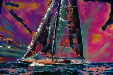 Print of Modern Sailboat Mixed Media by Lutz Roland Lehn