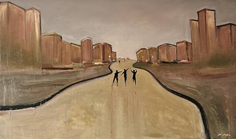 Original Abstract Expressionism Architecture Painting by Mariusz Makula