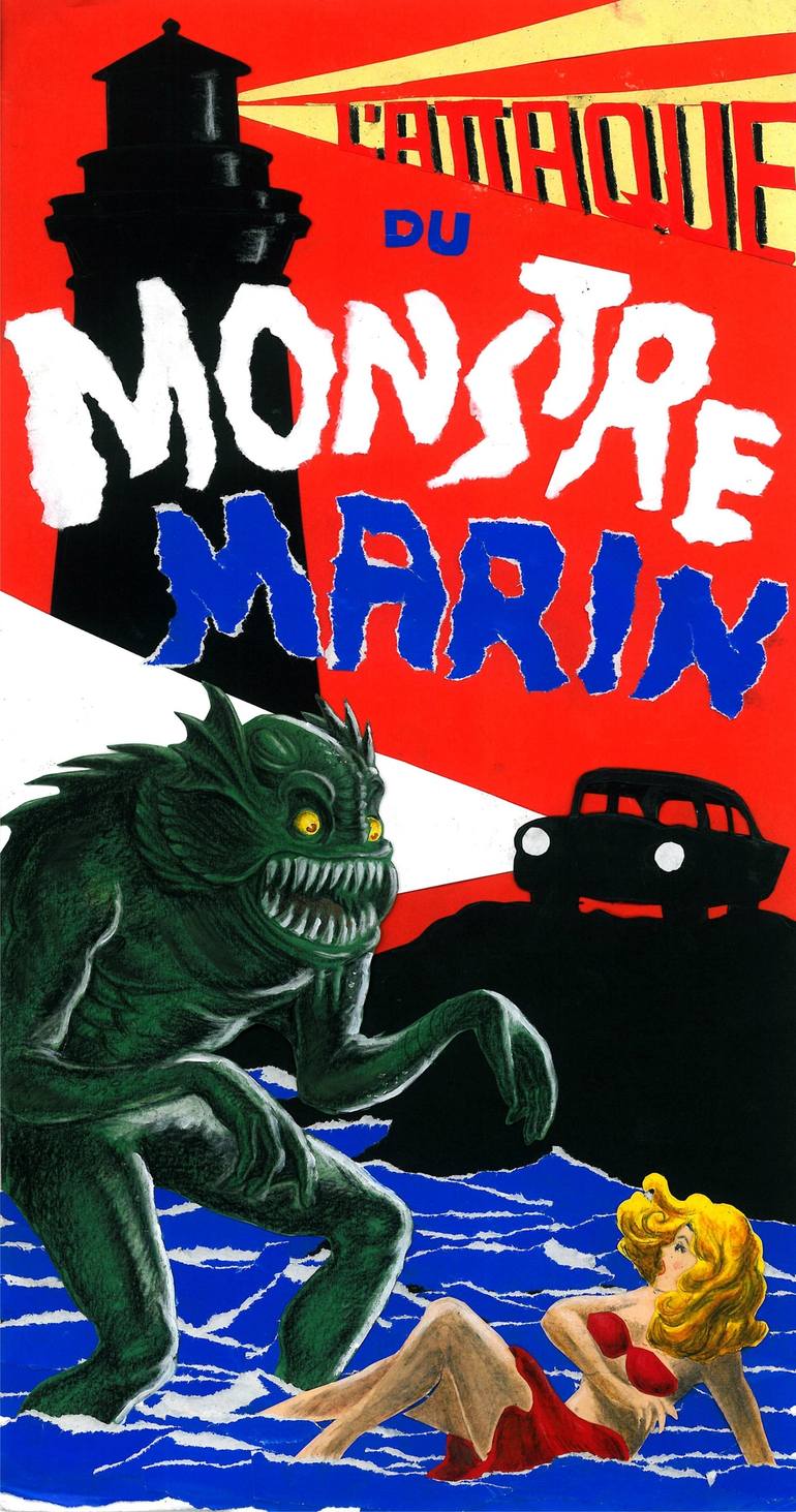 L Attaque Du Monstre Marin Collage By Izsak Ambrus Saatchi Art