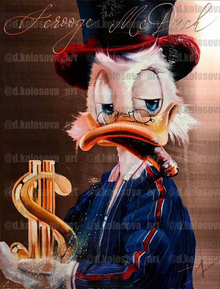 Duck with gold dollar Painting by Daria Kolosova Saatchi Art