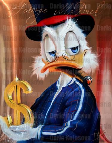 Scrooge McDuck  rich   acrylic painting hand painted and drawn by me I really love this painting it would be a nice piece for your wall