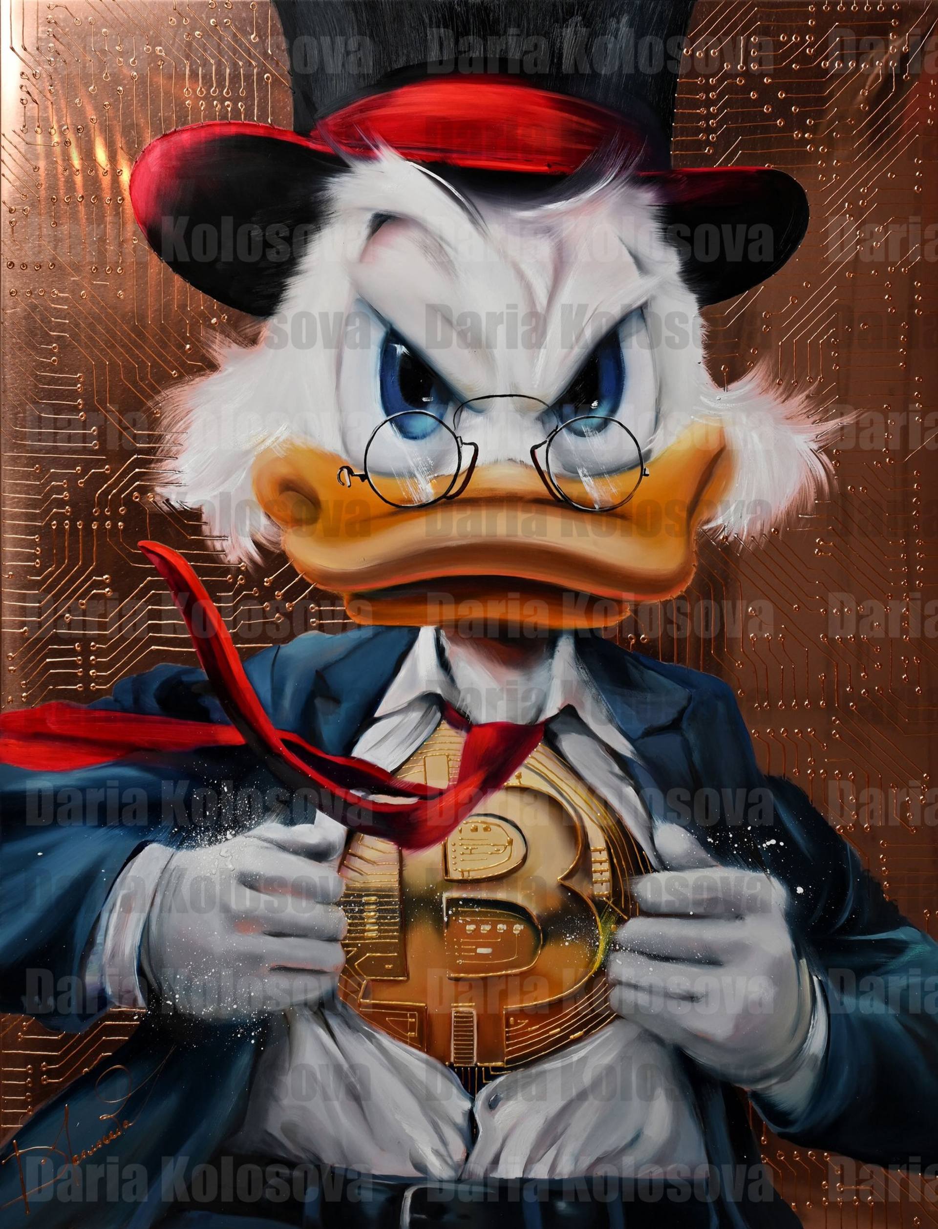 Duck with Bitcoin Painting by Daria Kolosova | Saatchi Art Indonesia