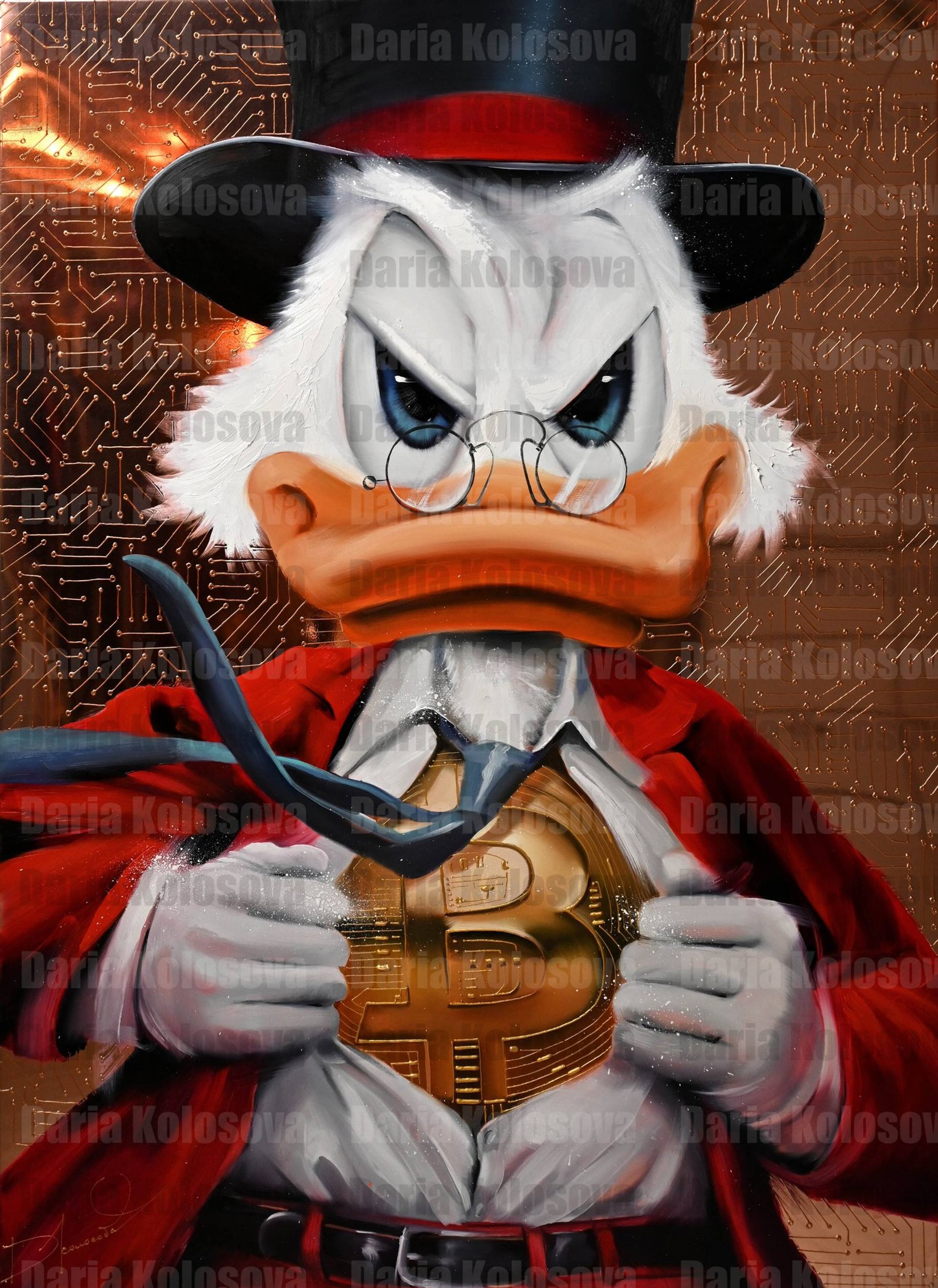 Duck With Bitcoin Painting by Daria Kolosova | Saatchi Art