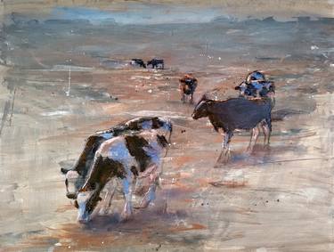 Original Impressionism Cows Paintings by Michael Moon