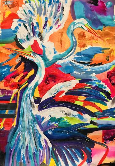 Colors of life Flamingo Abstract Art thumb