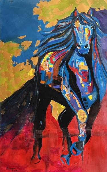Horse Gold Modern Abstract Painting thumb