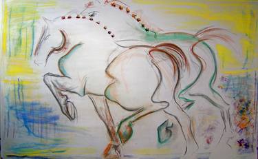 Print of Expressionism Horse Mixed Media by Donna Bernstein