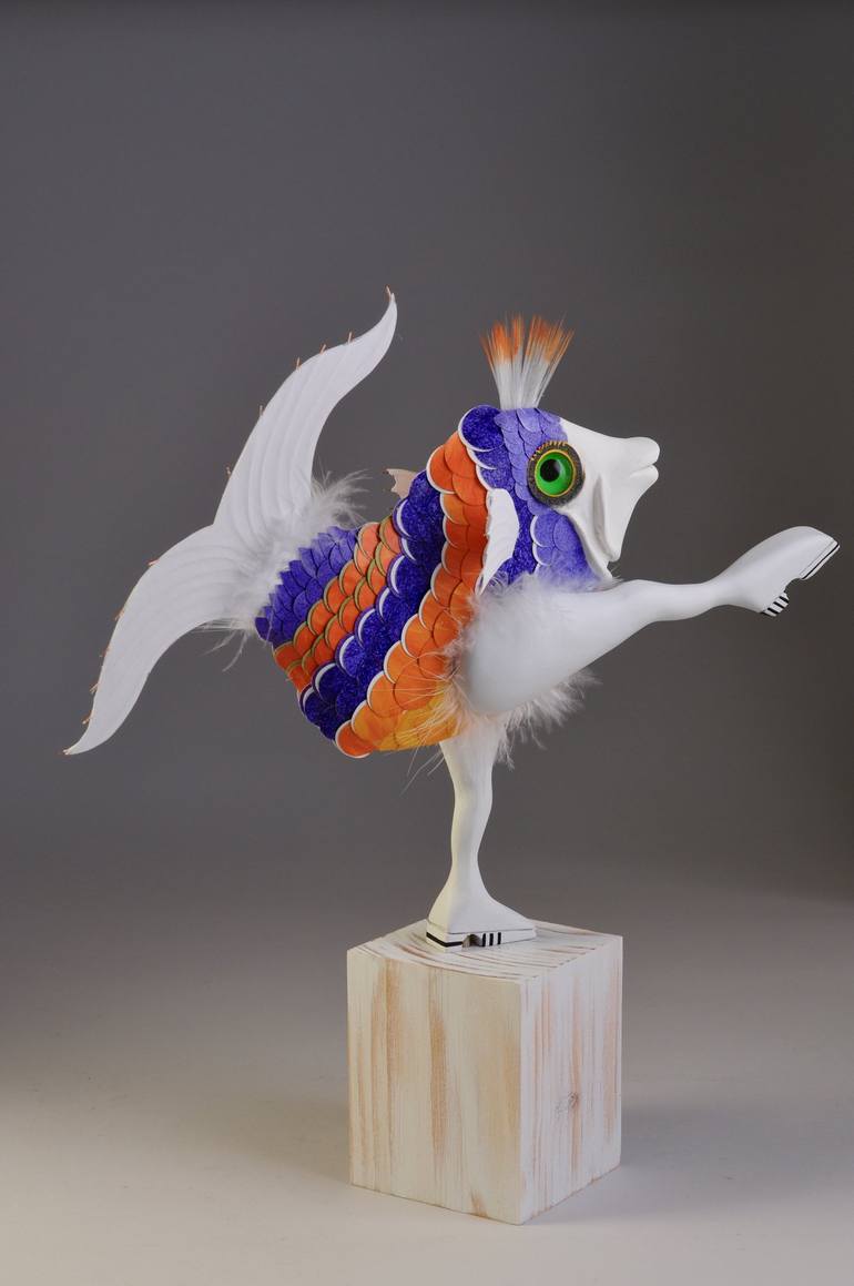 Original Figurative Fish Sculpture by Richard Abarno