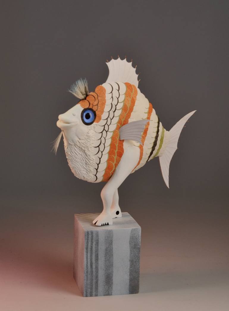 Original Figurative Fish Sculpture by Richard Abarno