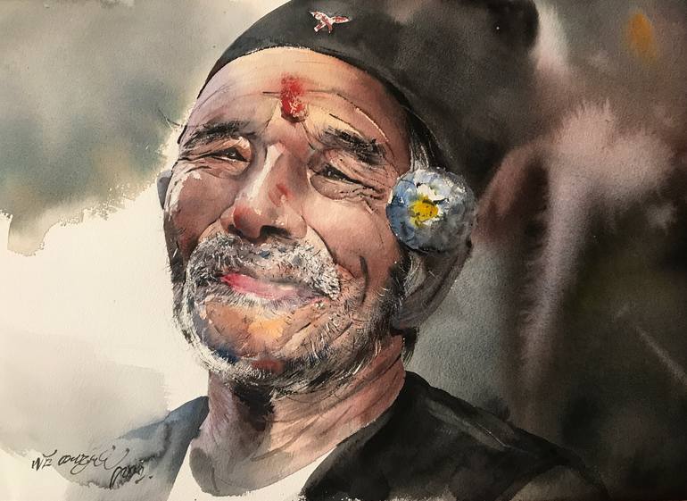 Original Figurative People Painting by Nb Gurung