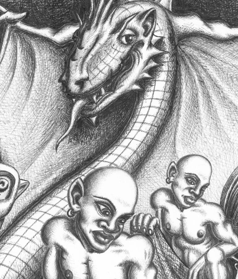 Original Surrealism Fantasy Drawing by Yuri Kraval