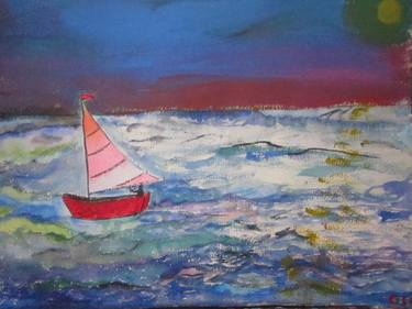 Print of Impressionism Sailboat Paintings by George Collins