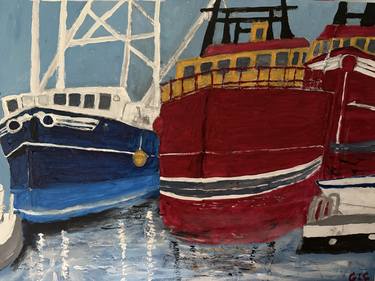 Original Impressionism Boat Painting by George Collins