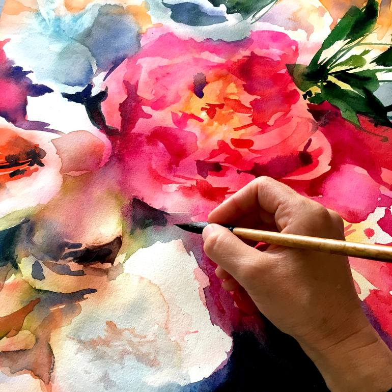 Original Floral Painting by Gosia Gregorczyk