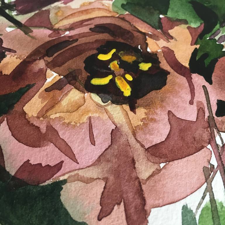 Original Abstract Expressionism Floral Painting by Gosia Gregorczyk